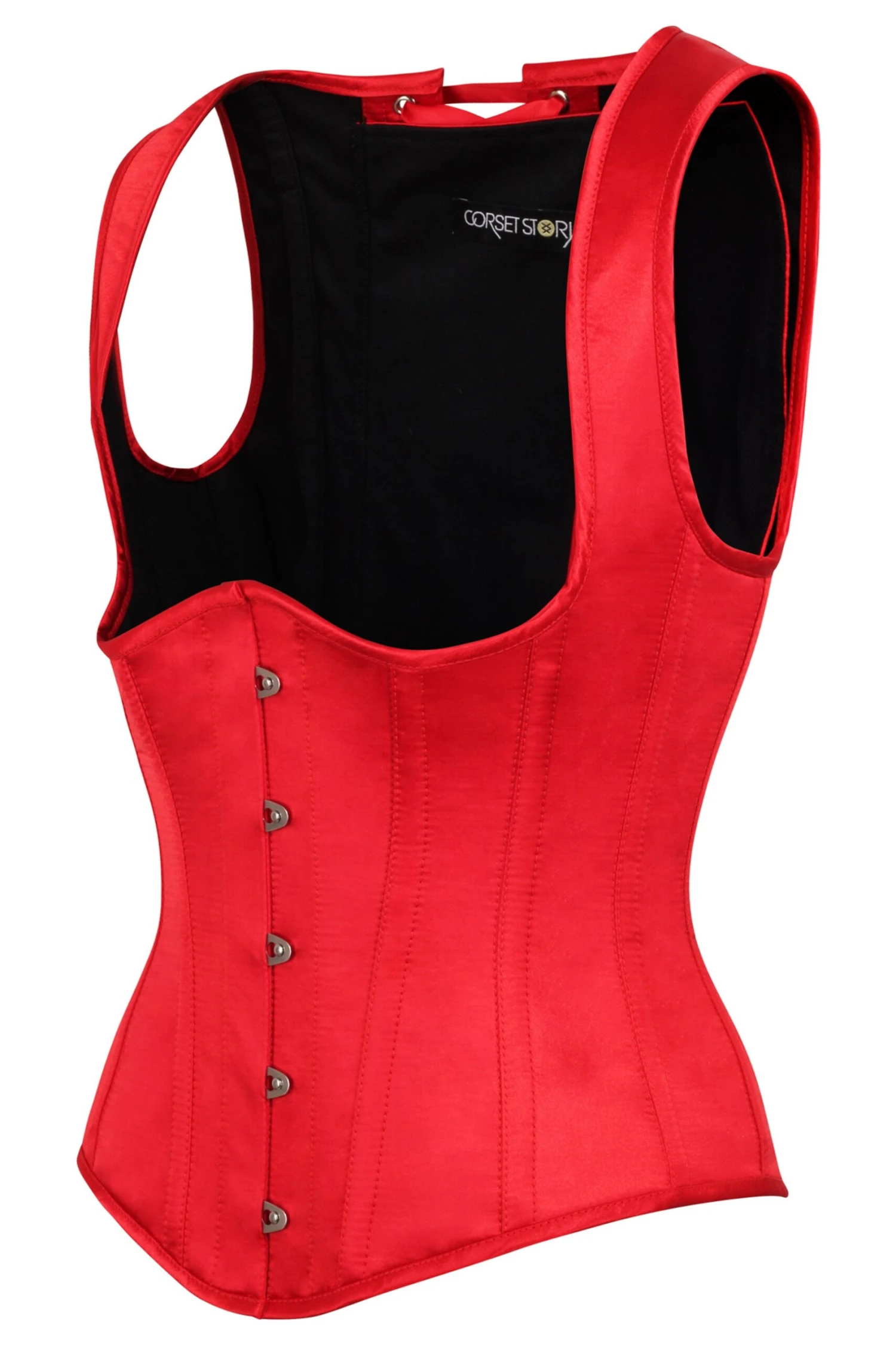 Red High Back Underbust Corset With Straps 3 Red High Back Underbust Corset With Straps - Image 3