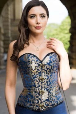Blue With Gold Brocade Pattern Overbust With Hooks -Corset Story A3733 July2020 website 5 cc6af557 b594 44a9 bd57 9f4ff92894fd