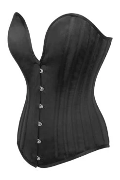 Black Satin Overbust Corset With Plunge Neckline -Corset Story BC 0023