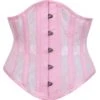 Pink Satin Underbust Corset With Mesh Panels And Lace Overlay