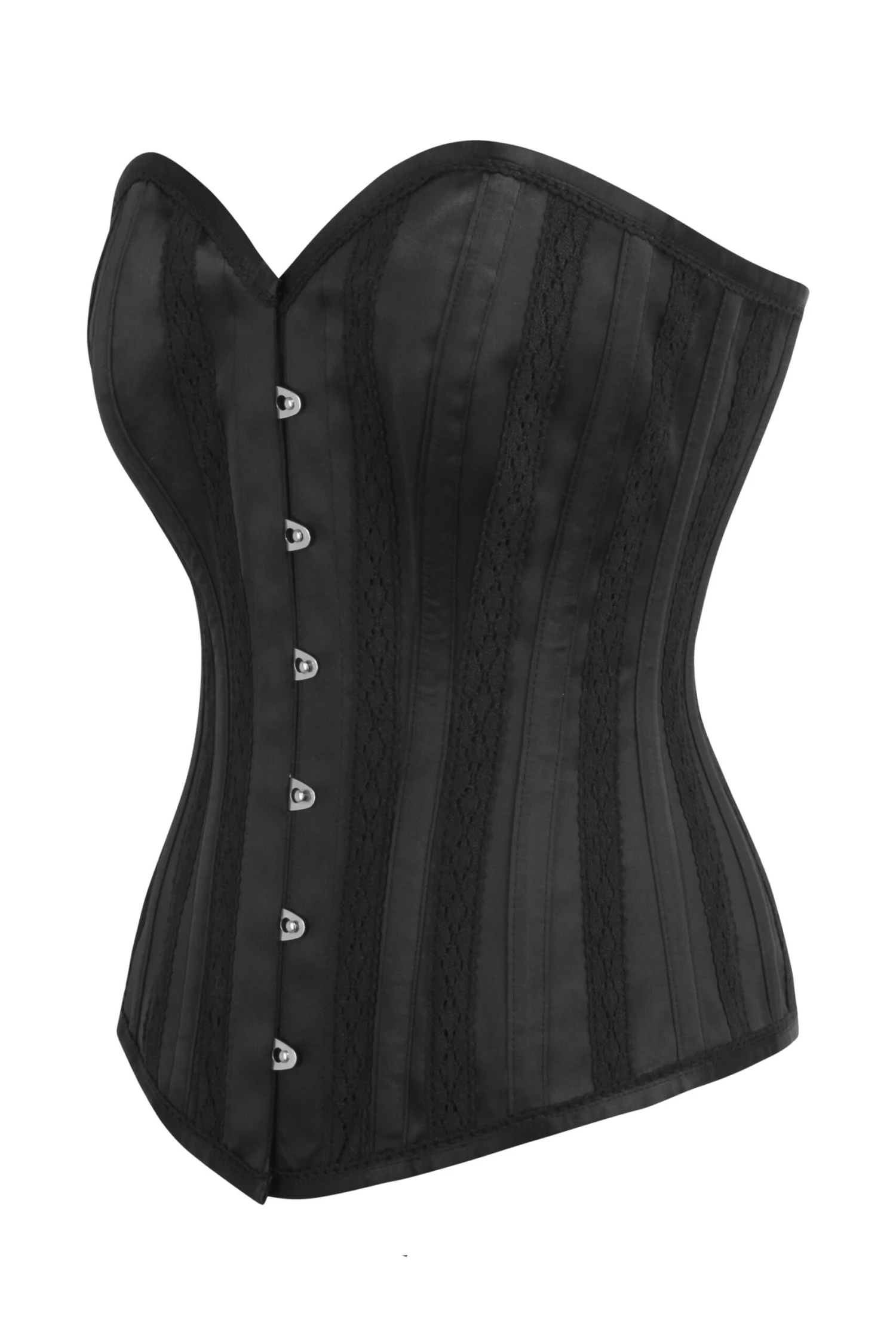 Black Satin Overbust Corset With Embroidered Channels 3 Black Satin Overbust Corset With Embroidered Channels - Image 3