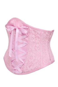 Pink Mesh Overlay Underbust With Decorative Front Lacing -Corset Story BC 0103