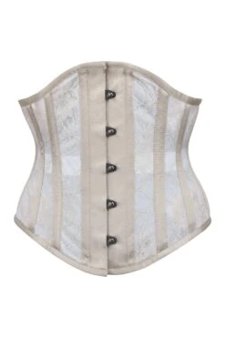 Champagne Mesh Underbust Corset With Floral Lace