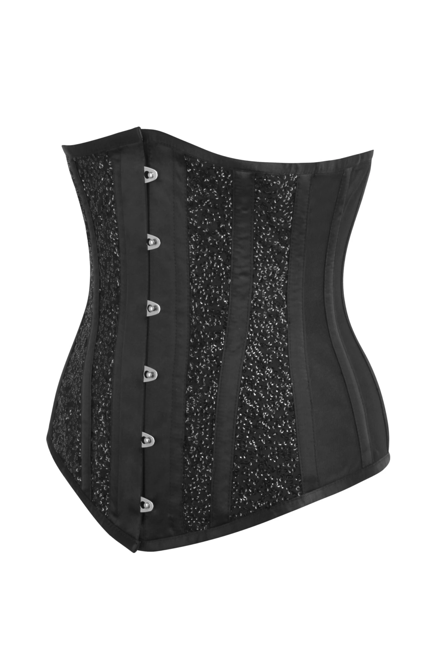 Black Mesh And Sequins Longline Underbust Corset 3 Black Mesh And Sequins Longline Underbust Corset - Image 3