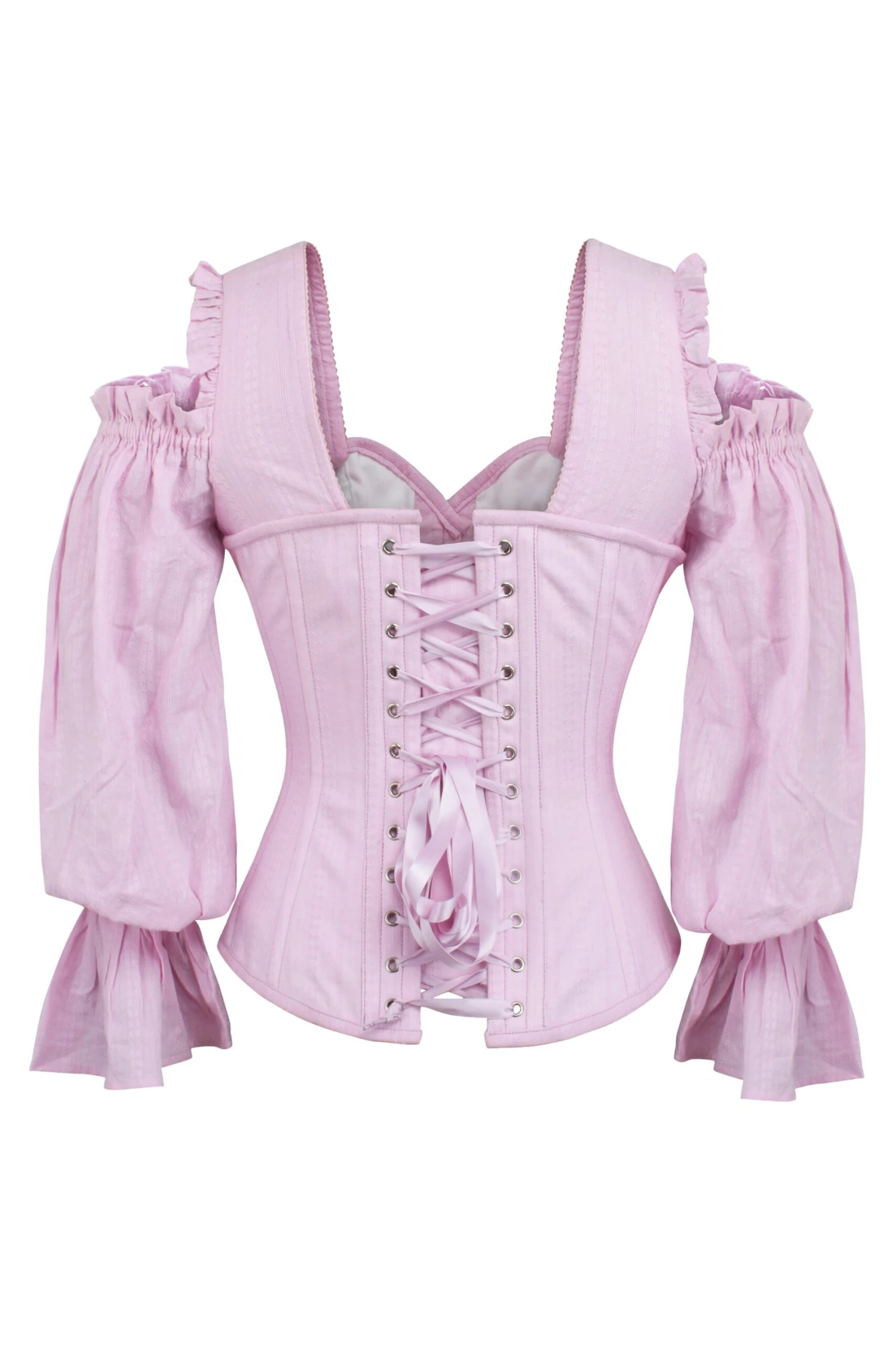Pink Corset Top With Long Sleeves And A Cold Shoulder 2 Pink Corset Top With Long Sleeves And A Cold Shoulder - Image 2