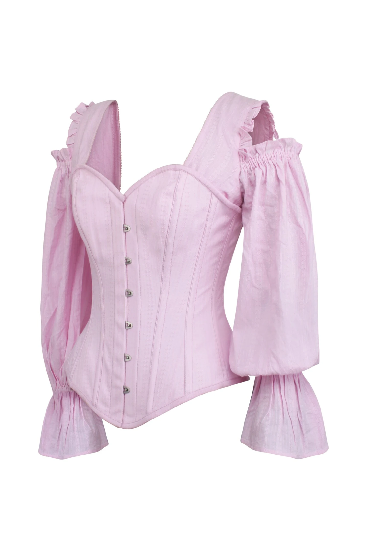 Pink Corset Top With Long Sleeves And A Cold Shoulder 3 Pink Corset Top With Long Sleeves And A Cold Shoulder - Image 3