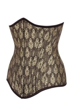 Longline Brown And Gold Brocade Underbust Corset 5 Longline Brown And Gold Brocade Underbust Corset -Corset Story BC 0323