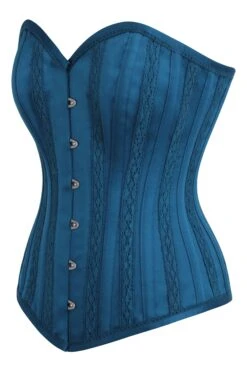 Blue Satin Overbust With Lace Trim Detailing 5 Blue Satin Overbust With Lace Trim Detailing -Corset Story BC 0513