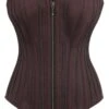 Brown Overbust Corset With Zip Front