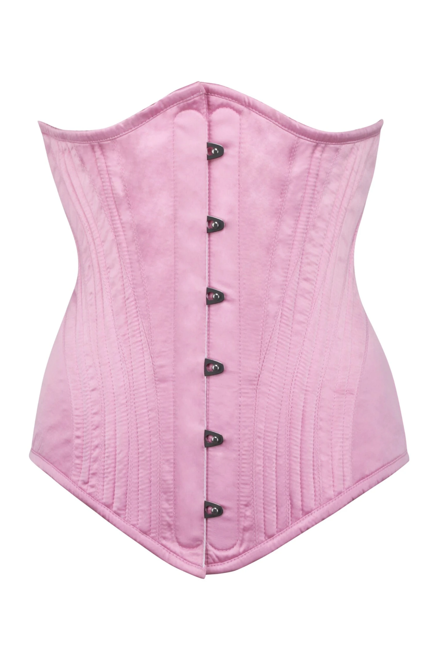 Pink Satin Longline Underbust Corset With Hip Panels 1 Pink Satin Longline Underbust Corset With Hip Panels