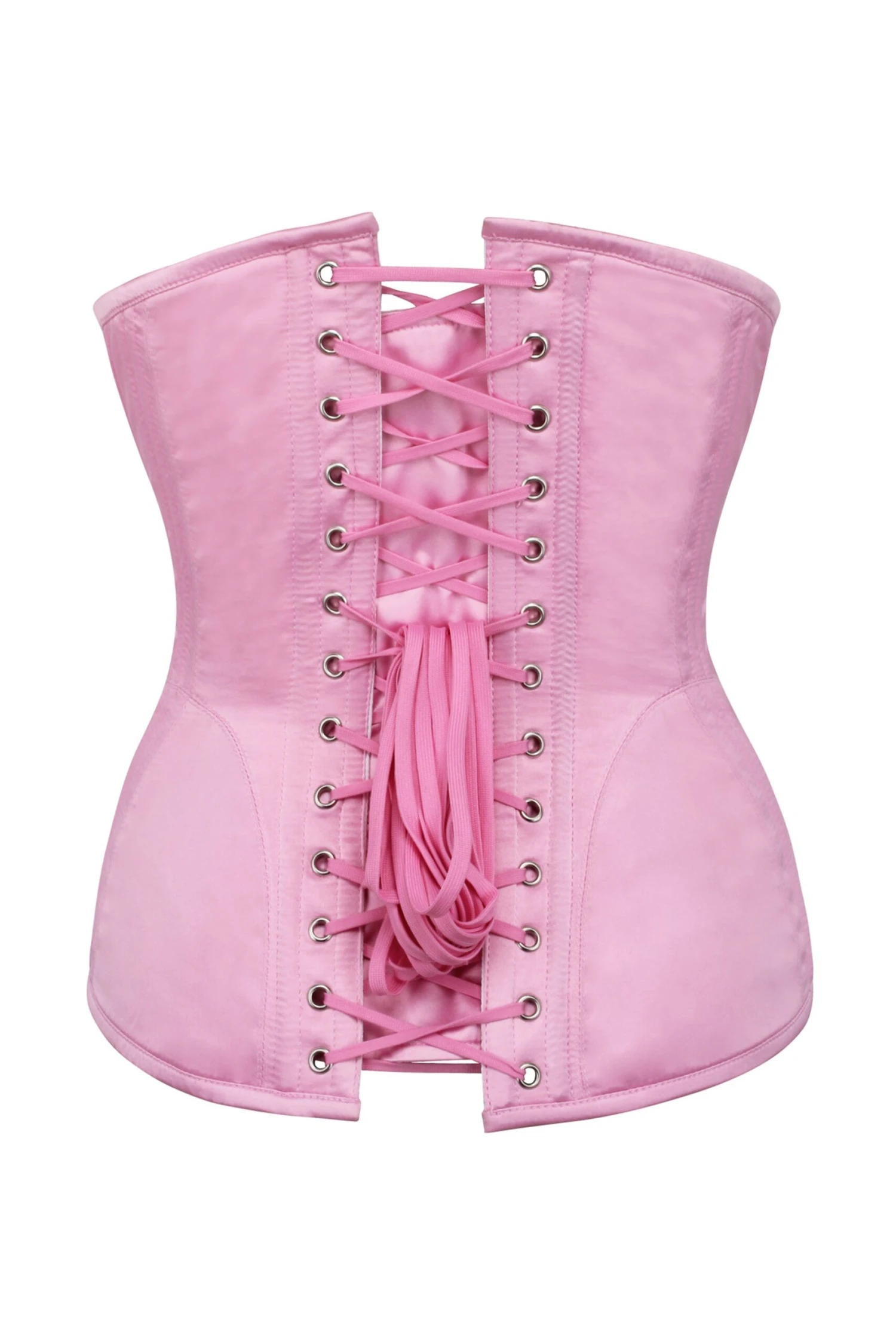 Pink Satin Longline Underbust Corset With Hip Panels 2 Pink Satin Longline Underbust Corset With Hip Panels - Image 2
