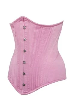 Pink Satin Longline Underbust Corset With Hip Panels 5 Pink Satin Longline Underbust Corset With Hip Panels -Corset Story BC 0593