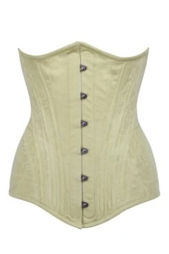 Pastel Brocade Longline Underbust Corset With Hip Panels