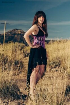 Purple Underbust Corset With Lace And Mesh Panels -Corset Story BC 064