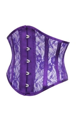 Purple Underbust Corset With Lace And Mesh Panels -Corset Story BC 0643