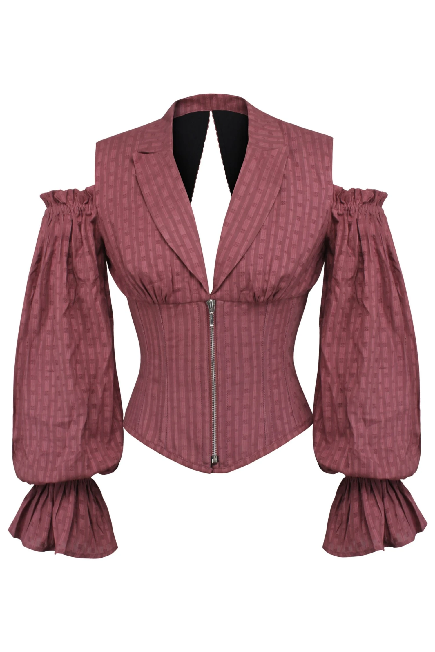 Terracotta Corset Top With Front Zip And Long Sleeves 1 Terracotta Corset Top With Front Zip And Long Sleeves