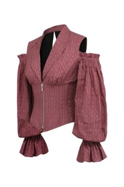 Terracotta Corset Top With Front Zip And Long Sleeves 5 Terracotta Corset Top With Front Zip And Long Sleeves -Corset Story BC 0673