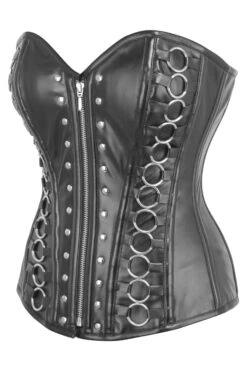 Zip Front Overbust Corset With Metal Loop Decoration -Corset Story BC 21953