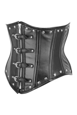 Black PVC Fetish Underbust With Zip Front -Corset Story BC 21993