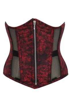 Gothic Mesh Panelled Zip Front Underbust Corset