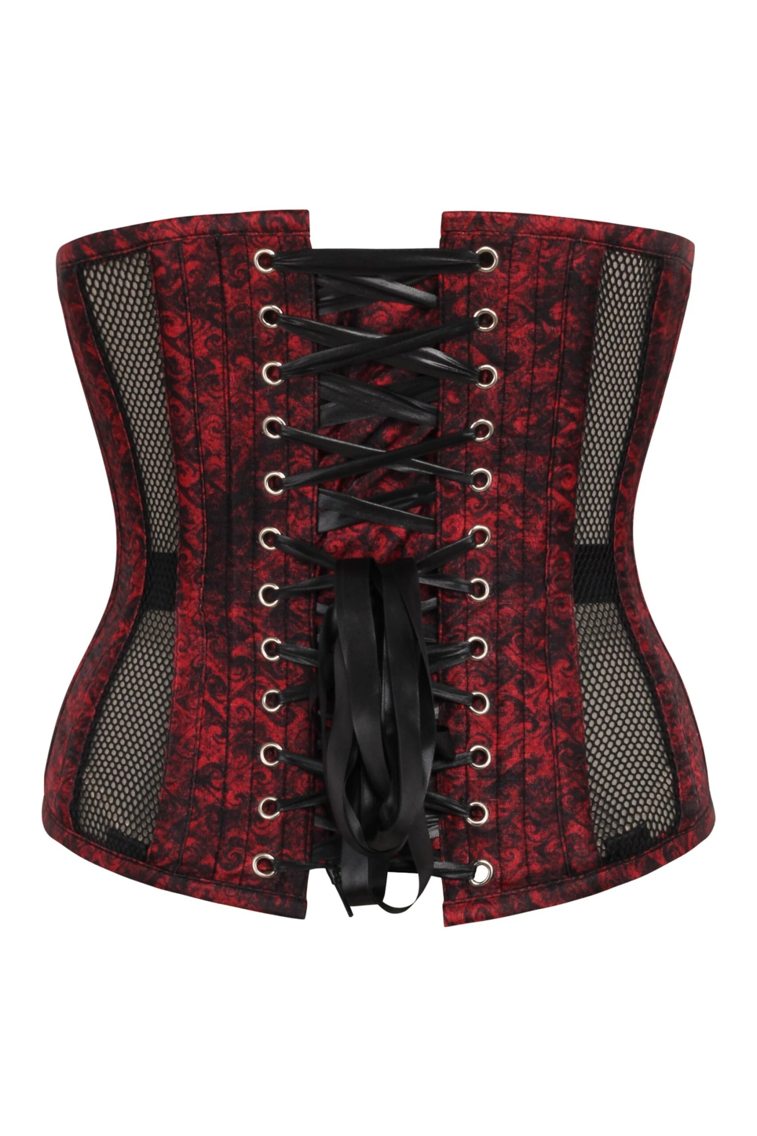 Gothic Mesh Panelled Zip Front Underbust Corset 2 Gothic Mesh Panelled Zip Front Underbust Corset - Image 2
