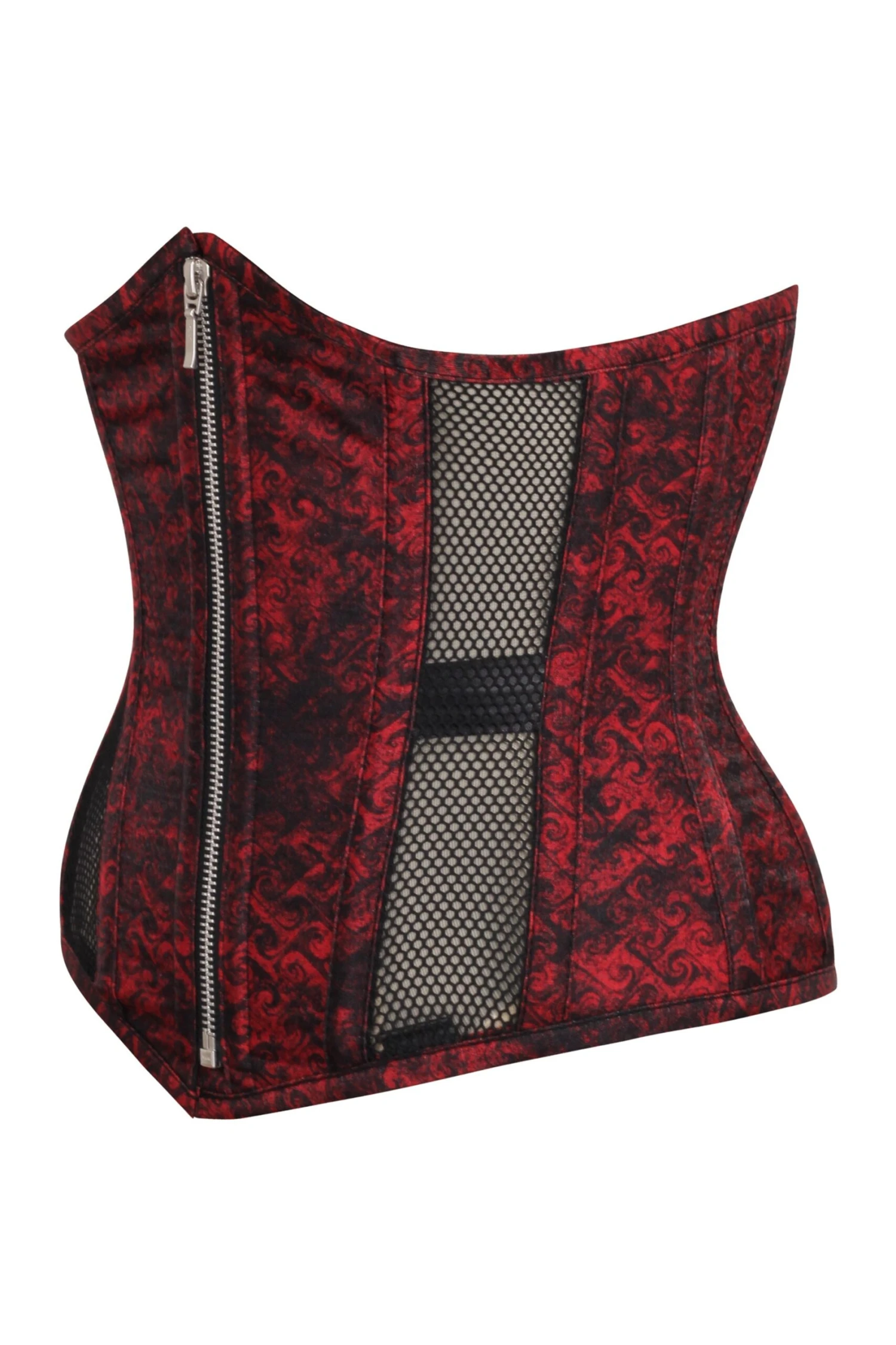 Gothic Mesh Panelled Zip Front Underbust Corset 3 Gothic Mesh Panelled Zip Front Underbust Corset - Image 3