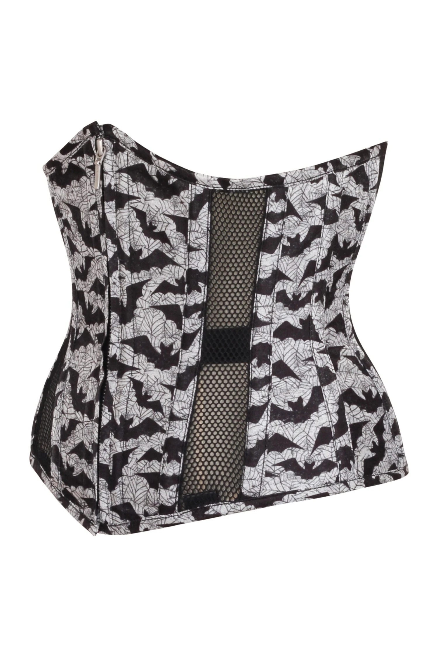 Gothic Mesh Panelled Corset With Bat Print 3 Gothic Mesh Panelled Corset With Bat Print - Image 3