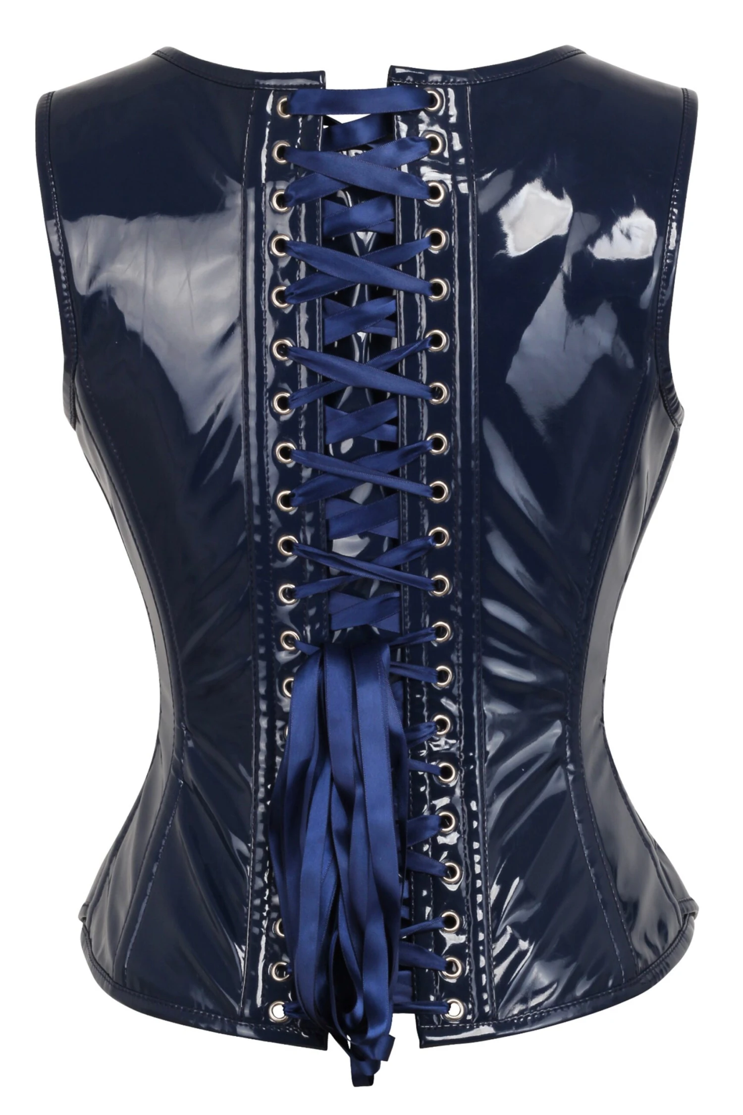 Navy PVC Steampunk Pirate Corset 2 Navy PVC Steampunk Pirate Corset - Image 2