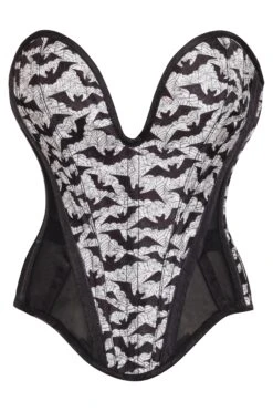 Plunge Sweetheart Bat Print Corset