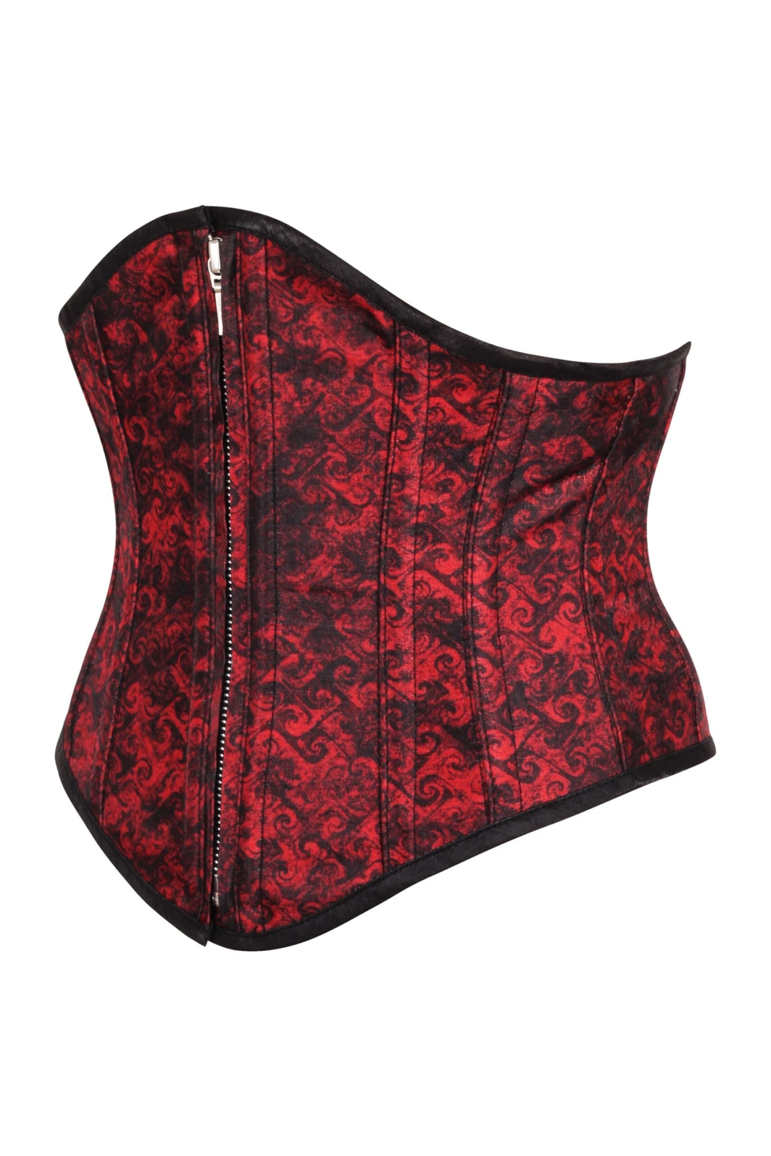 Zip Front Red & Black Waspie 3 Zip Front Red & Black Waspie - Image 3