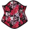 Zip Front Skull & Flower Print Waspie