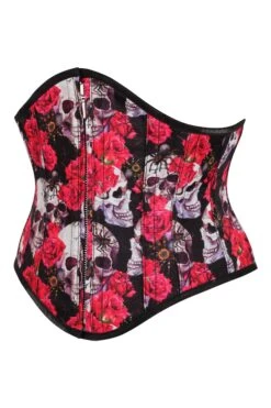 Zip Front Skull & Flower Print Waspie -Corset Story BC 22573