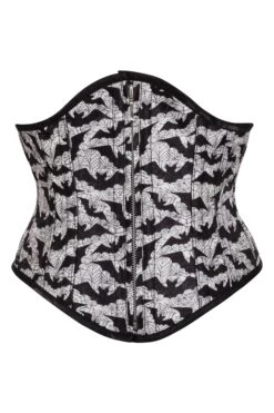 Zip Front Silver Bat Waspie Corset