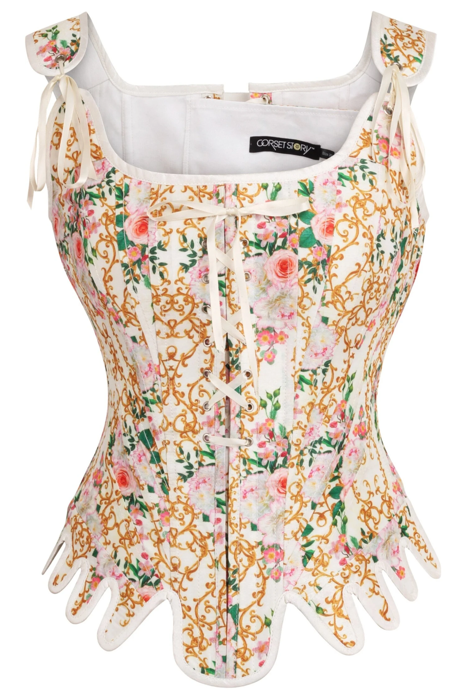 Floral Print Historically Inspired Overbust Corset 1 Floral Print Historically Inspired Overbust Corset