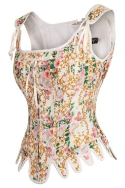 Floral Print Historically Inspired Overbust Corset 5 Floral Print Historically Inspired Overbust Corset -Corset Story BC 22613