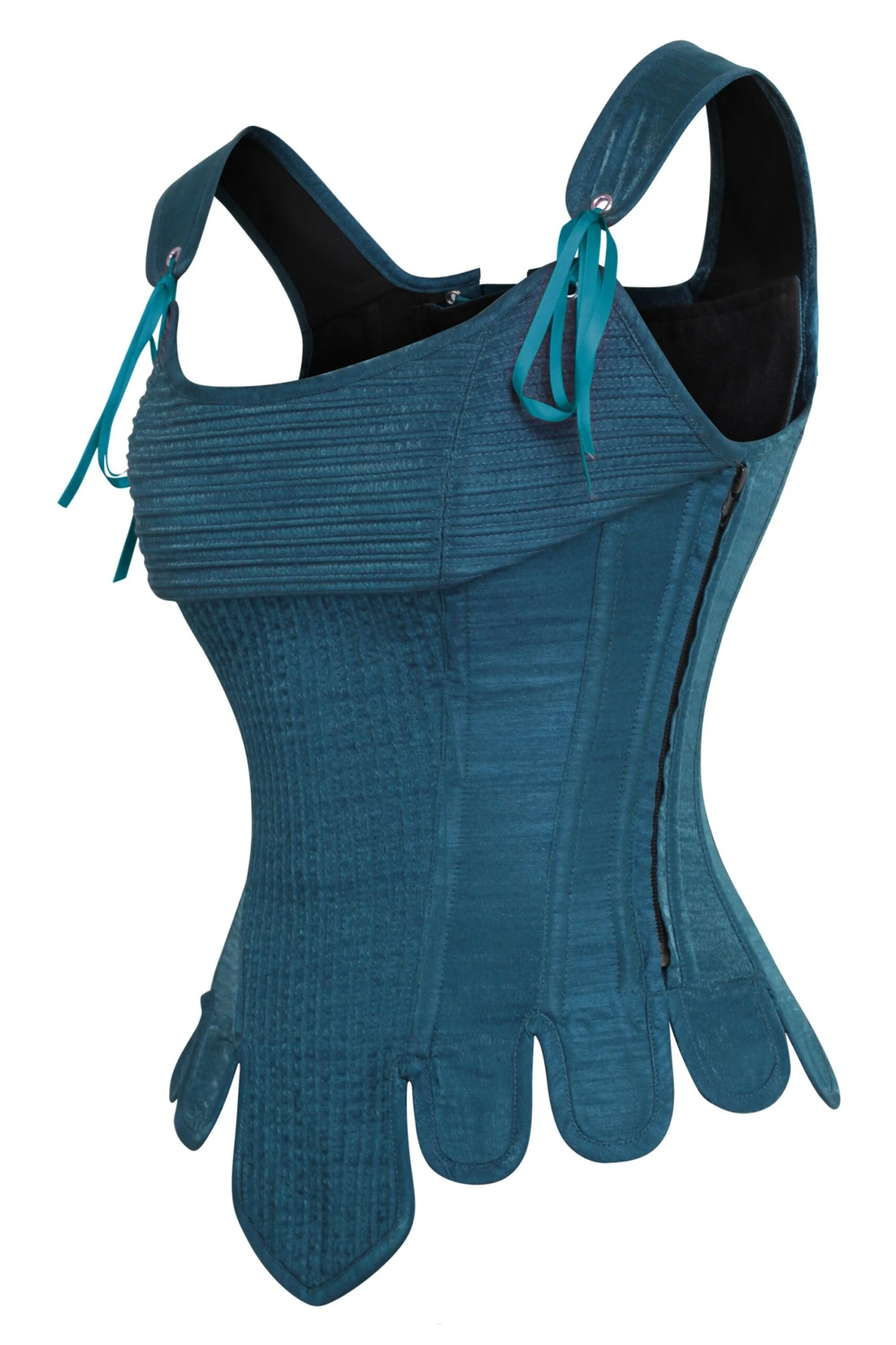 Historically Inspired Overbust Corset In Blue 3 Historically Inspired Overbust Corset In Blue - Image 3