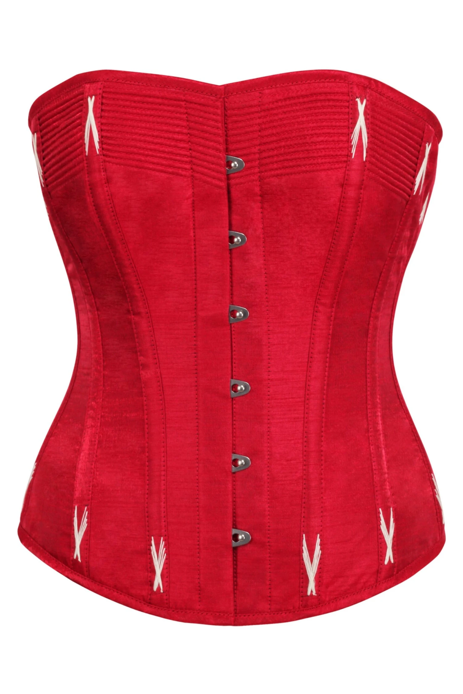 Lipstick Red Overbust Corset With White Flossing 1 Lipstick Red Overbust Corset With White Flossing