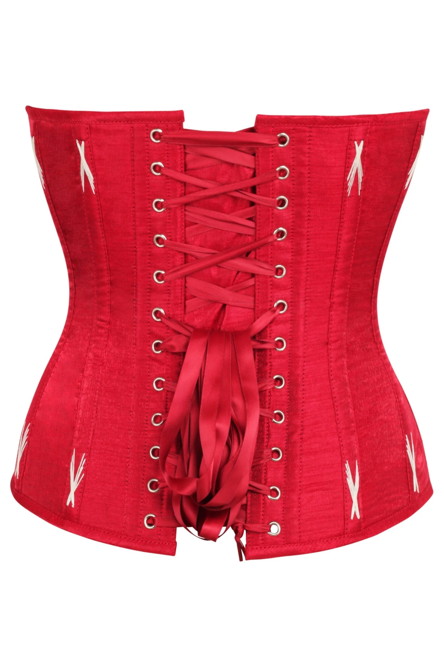 Lipstick Red Overbust Corset With White Flossing 2 Lipstick Red Overbust Corset With White Flossing - Image 2