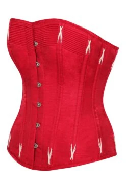 Lipstick Red Overbust Corset With White Flossing 5 Lipstick Red Overbust Corset With White Flossing -Corset Story BC 22733