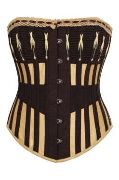 Gold And Brown Overbust Corset With Flossing