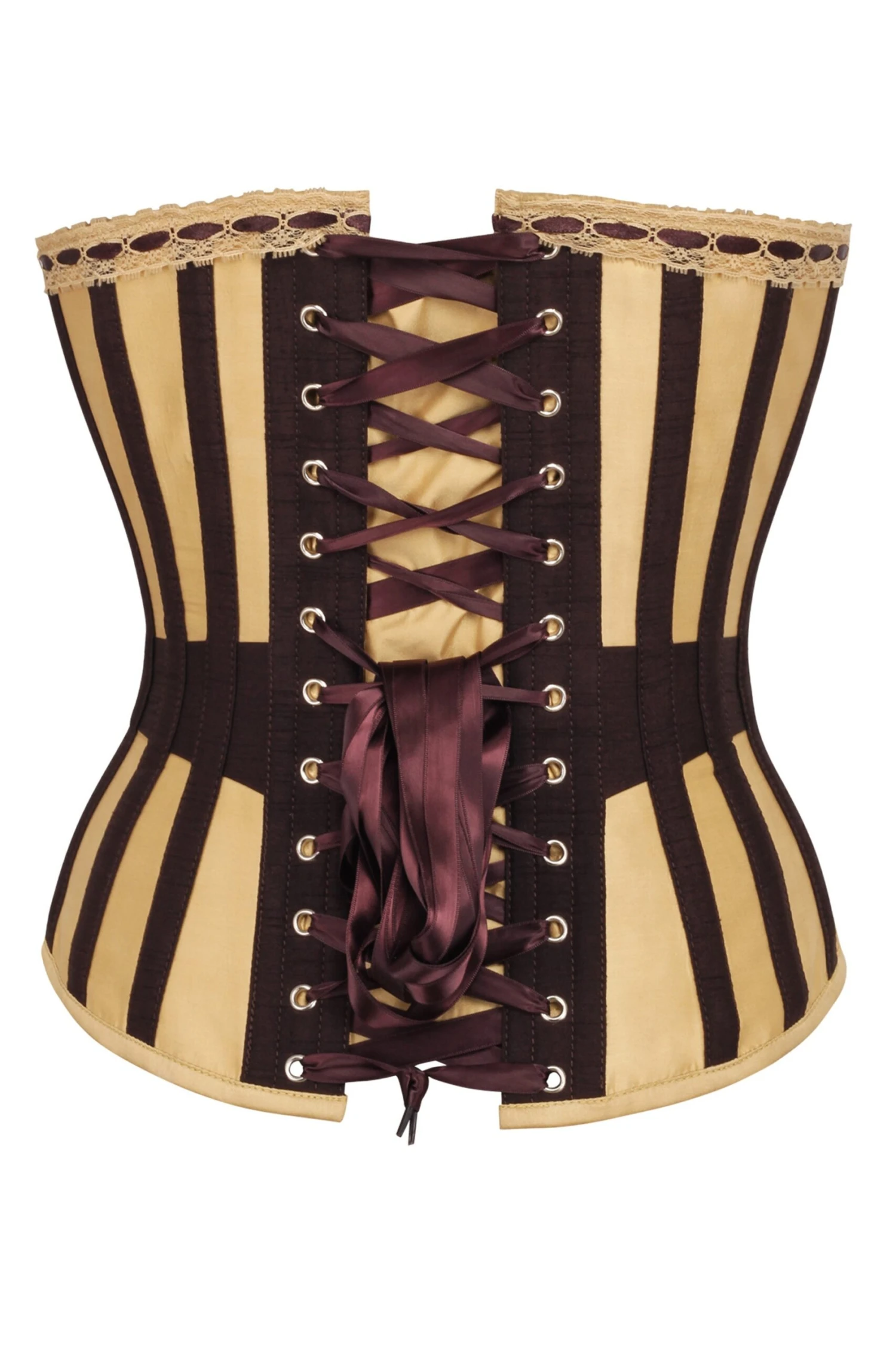 Gold And Brown Overbust Corset With Flossing 2 Gold And Brown Overbust Corset With Flossing - Image 2