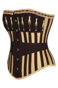 Gold And Brown Overbust Corset With Flossing 5 Gold And Brown Overbust Corset With Flossing -Corset Story BC 22743
