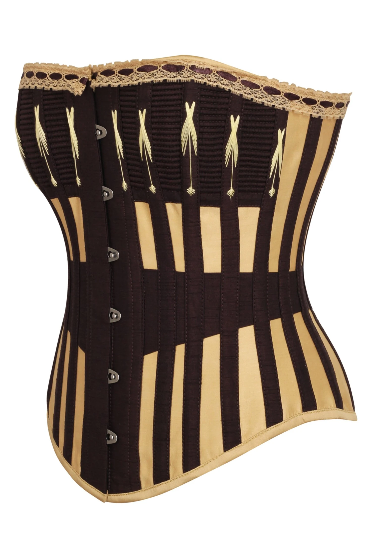 Gold And Brown Overbust Corset With Flossing 3 Gold And Brown Overbust Corset With Flossing - Image 3