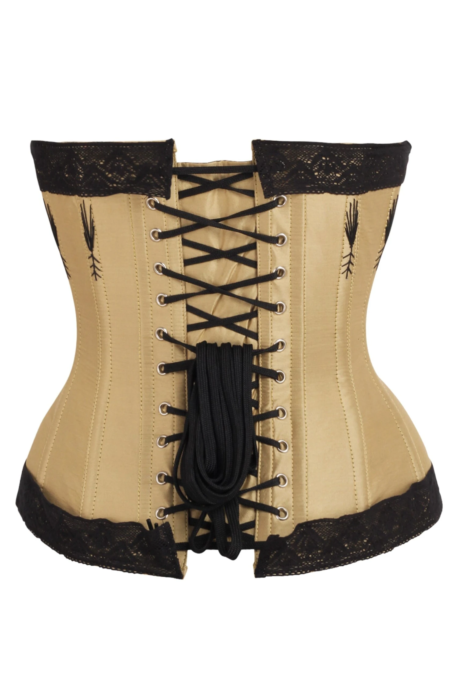 Black And Gold Overbust Corset With Lace And Flossing 2 Black And Gold Overbust Corset With Lace And Flossing - Image 2
