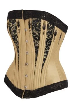 Black And Gold Overbust Corset With Lace And Flossing 5 Black And Gold Overbust Corset With Lace And Flossing -Corset Story BC 22873