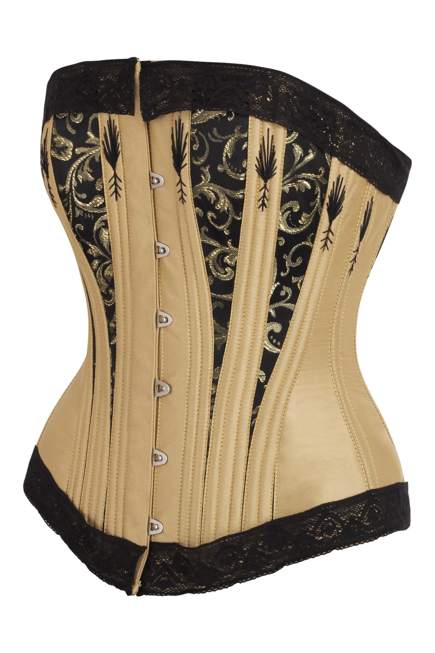 Black And Gold Overbust Corset With Lace And Flossing 3 Black And Gold Overbust Corset With Lace And Flossing - Image 3