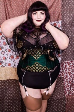 Embellished Couture Underbust Corset Waspie In Green -Corset Story CD 922 website 2