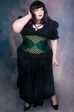 Embellished Couture Underbust Corset Waspie In Green -Corset Story CD 922 website 5