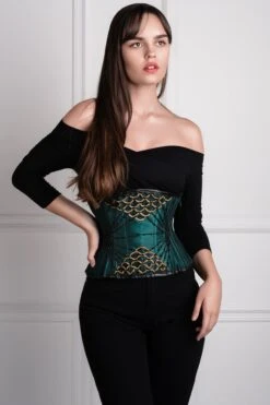 Embellished Couture Underbust Corset Waspie In Green -Corset Story CD 922 2