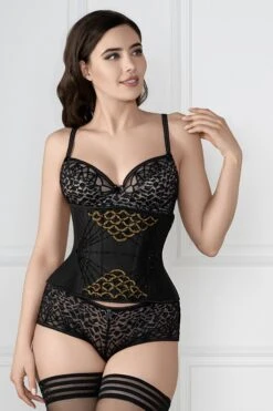 Embellished Couture Underbust Corset Waspie In Black 21 Embellished Couture Underbust Corset Waspie In Black -Corset Story CD 924 FRONT CLOSE